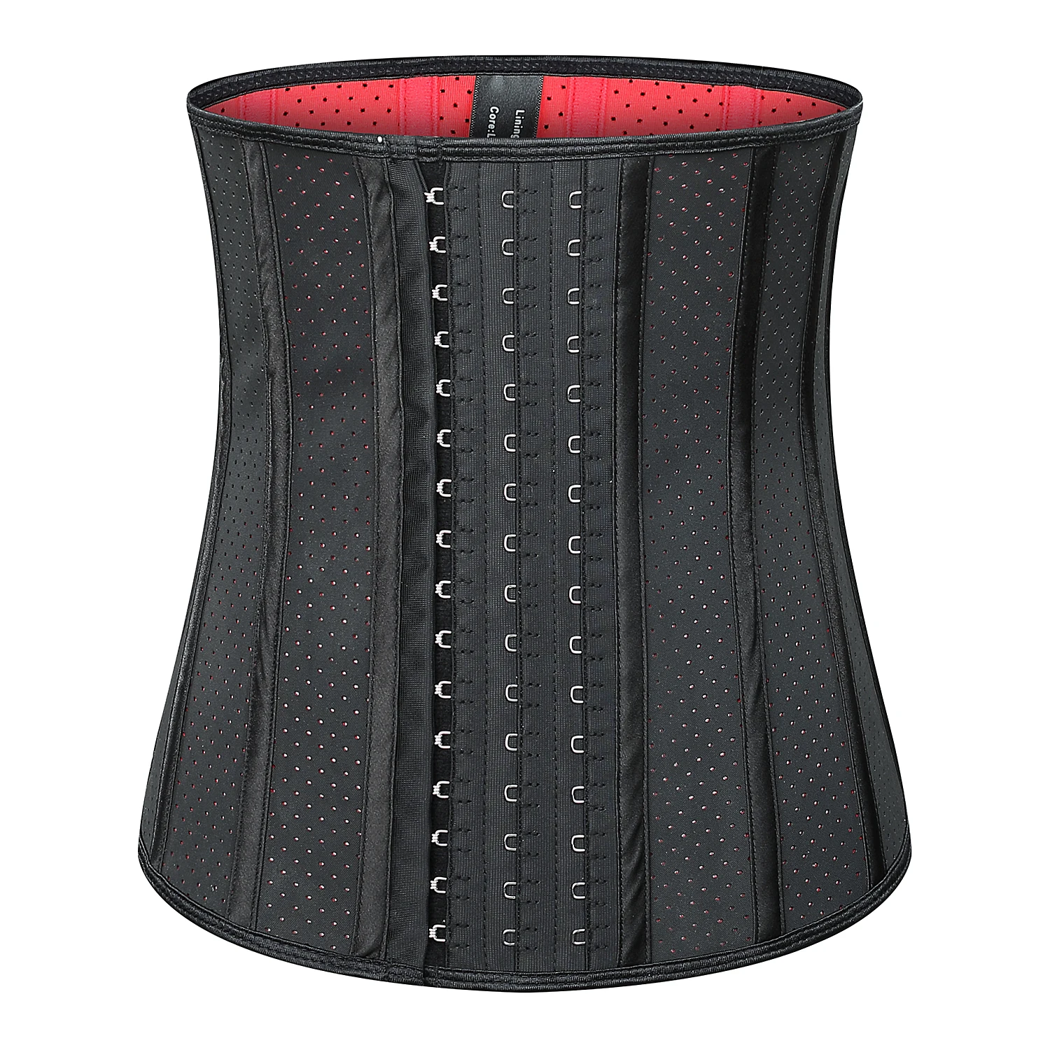 

Langqin supplier 100% latex corset for fitness for back support 3 ROW HOOKS tummy control corset for women 13 steel boned, Black