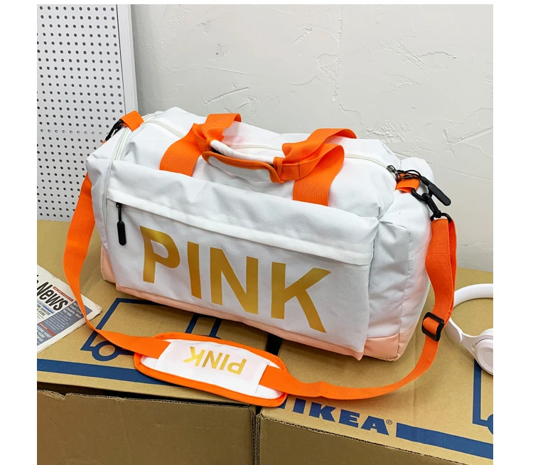 

2022 New hot selling large capacity pink gym bag duffel bag with shoe compartment