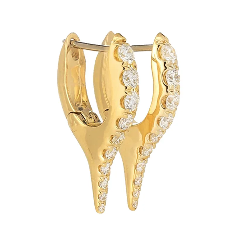 

French Y Shaped Micro Inlay Zirconia Hoop Earrings Gold Plated Brass European Hot CZ Huggie Hoop Earrings Lady