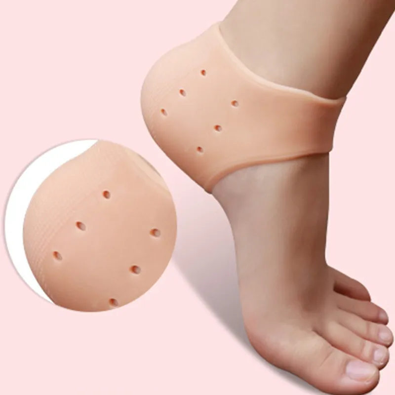 

2019 hot sale Silicone Relieve Heel Pain foot care sock gel Sleeve foot cover, White color ,skin color