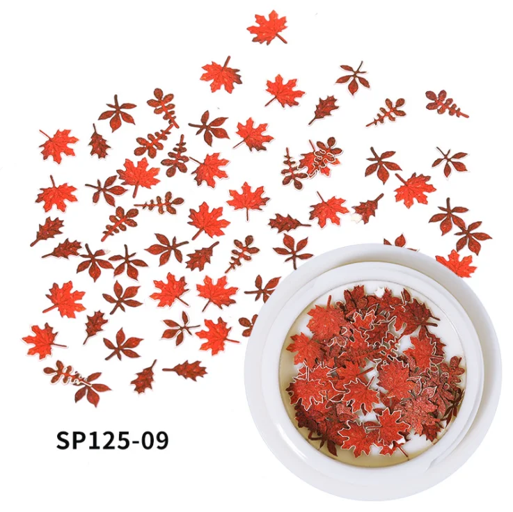 

Autumn Maple leaf wood pulp pieces color leaf nail paste ultra thin waterproof manicure Maple leaf ornaments wood pulp pieces