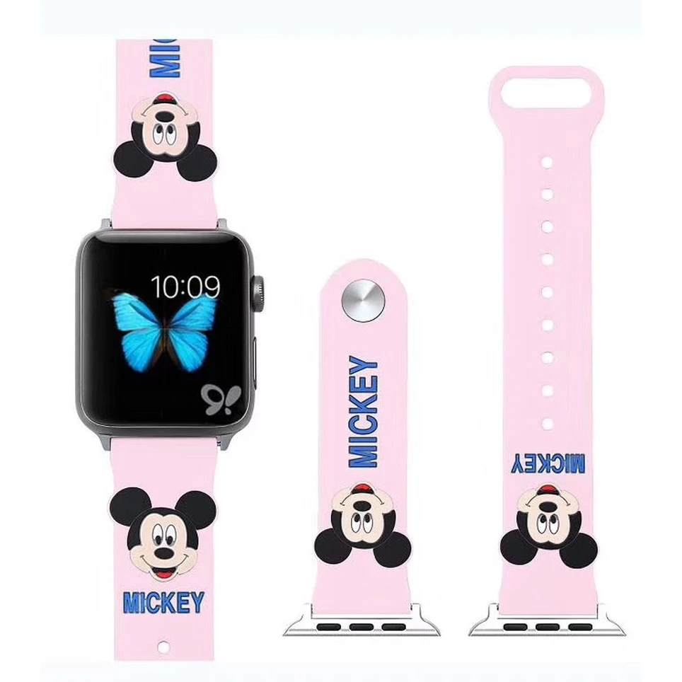 

Custom kids cute gift cartoon silicone wristband bracelet band pattern for apple watch disney mickey, Various colors to you choose