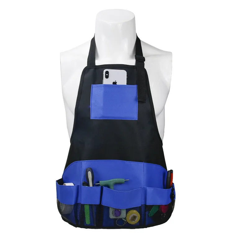 

Utility Durable 600D Oxford Waterproof Protective Professional Multi-Use Work Garden Tool Apron with Visible Pockets, Blue