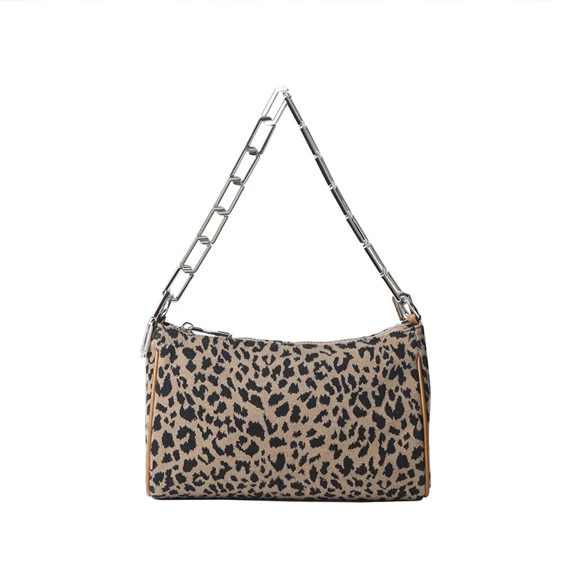 

Retro French Stick Shoulder Armpit Girl Bag Shopping Essential Items Leopard Print Niche Design Portable Fashion Chain Bag 10244