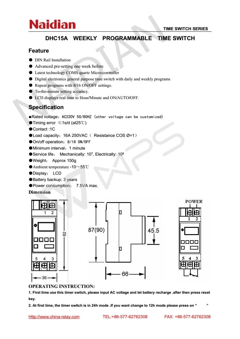 Durable 16amp 250vac Ahc15a/dhc15a Week Programmable Time Switch Buy
