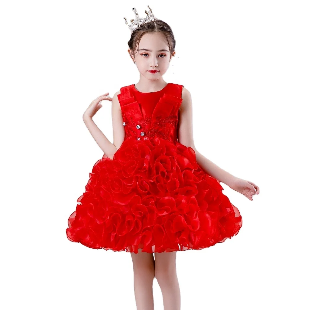 

Children's fluffy skirt flower girl Bridesmaid Princess Girl Dance Performance Costume Small host wedding party