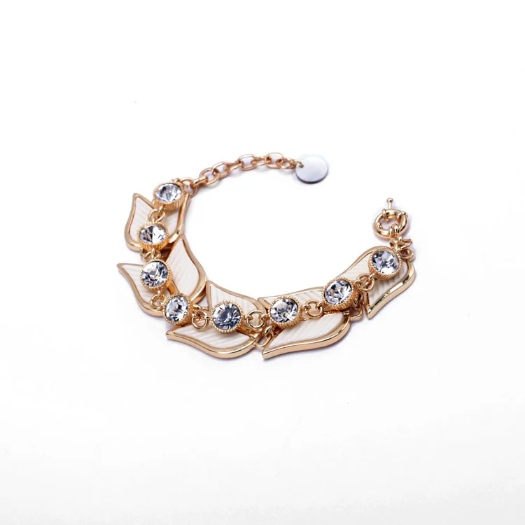 

sl00320 Fashion Jewelry Wholesale Cheap Gold Plated Arrow End Rhinestone Crystal Chain Lucky Charm Bracelets 18K Charms