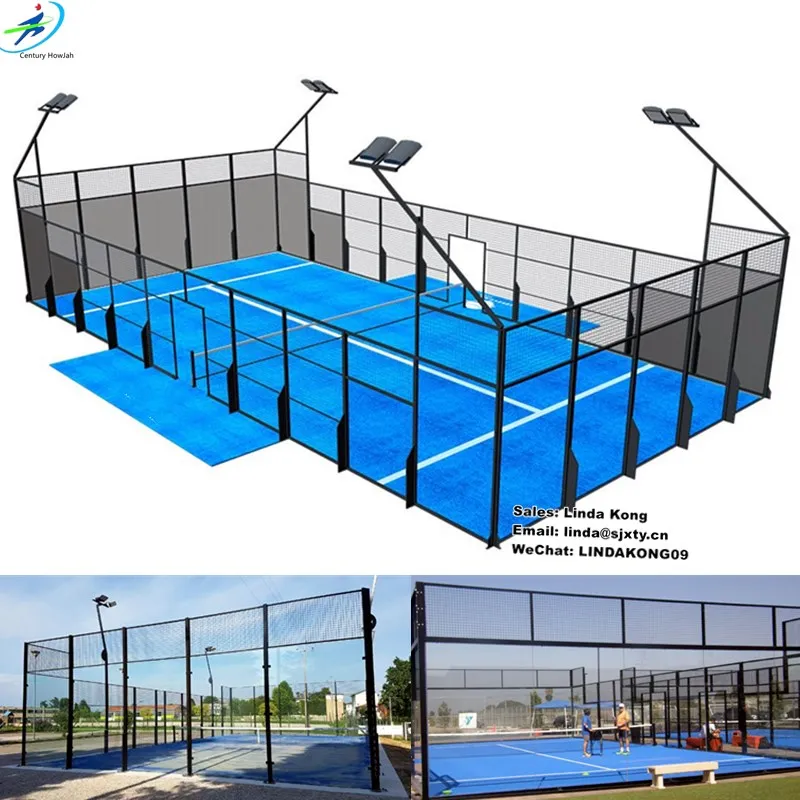 

2021 New design Padel Tennis Court Panoramic sport paddle Tennis flatform court factory price, Black, grey, blue,light green or customized