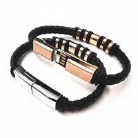 

New Design Micro Leather Cell Phone Charger Type C Bangle Wire Data Charging Bracelet Usb Cable