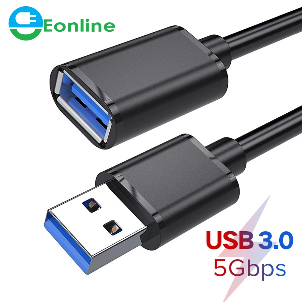 

Eonline USB3.0 Extension Cable Male to Female USB 3.0 2.0 Wire Cord For Smart TV PS4 4.8Gbps USB Sync Transfer Extender Cable, Black