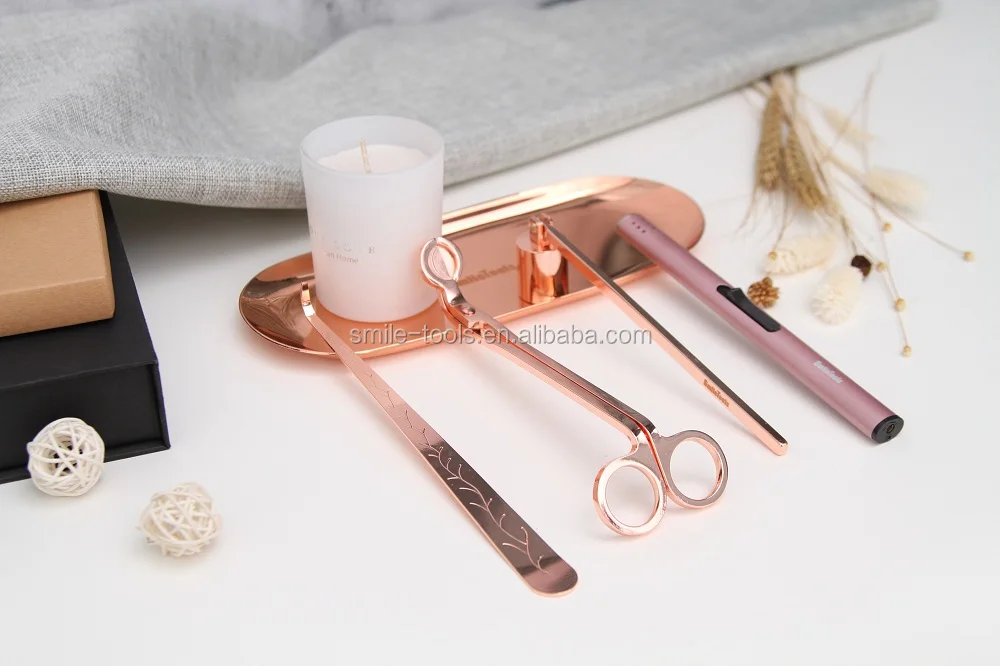 3 In 1 Rose Gold Candle Accessory Gift Set Candle Wick Trimmer Snuffer