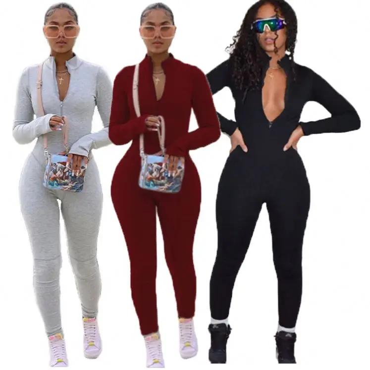 

Wholesale 2021 New Design Good Quality Women Bodysuits Fashion Clothing Long Sleeve Jumpsuit Women One Piece Jumpsuits Bodysuits, 4 colors