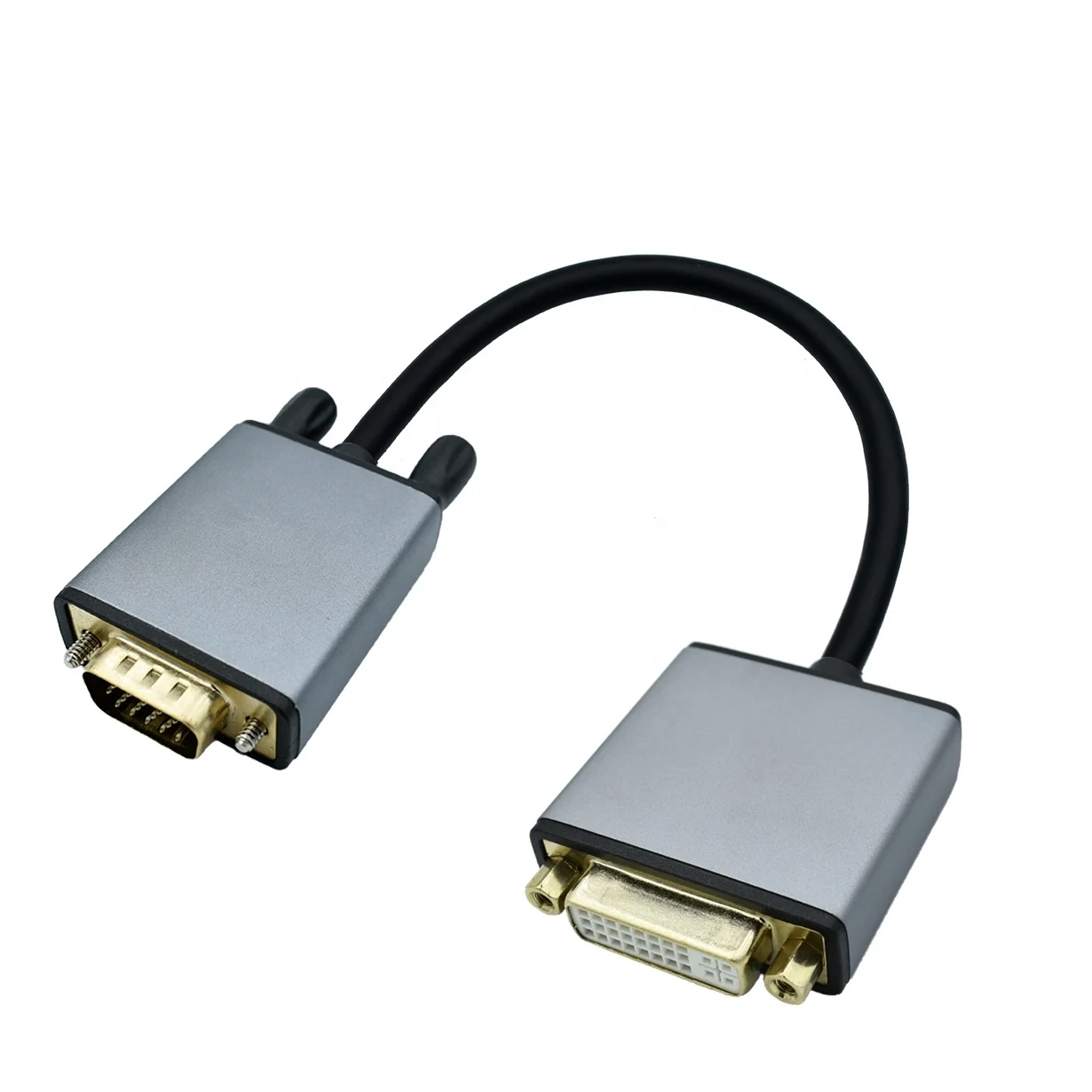 

Aluminum shell, VGA male to Dvi24 + 1 female HD adapter 1080p 60HZ converter VGA to DVI Cable adapter, Silver gray