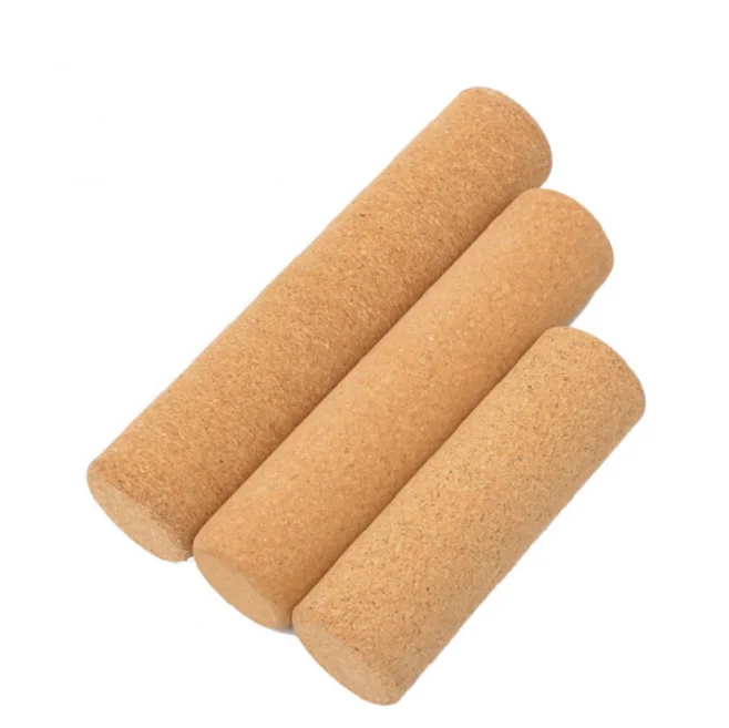 

High Density Fine Particle Eco-friendly Gym Exercise Solid Yoga Pillar Hard Rubber Cork Yoga Foam Roller, Burlywood