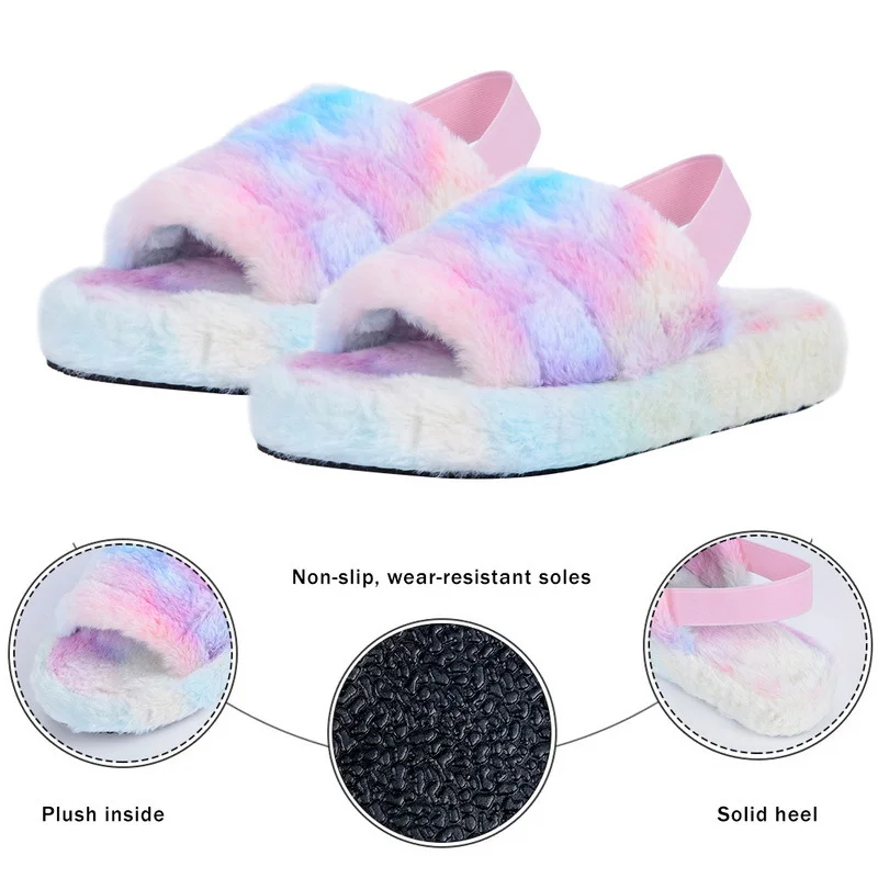 

Women Summer Furry Slippers 2021 Ladies Shoes Plush Fluffy Sandals Women's Fur Slippers Warm Slippers Home Sandals Fur Slides