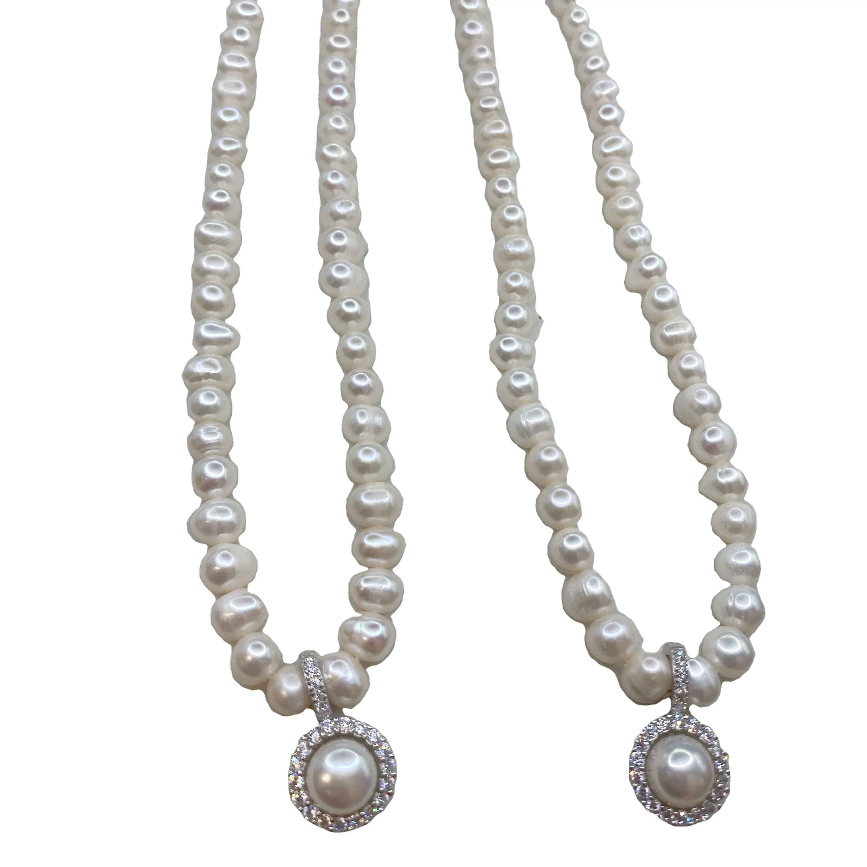 Luxurious White Color Pearl Necklace S925 Silver Natural Freshwater Pearl Pendant Necklaces
