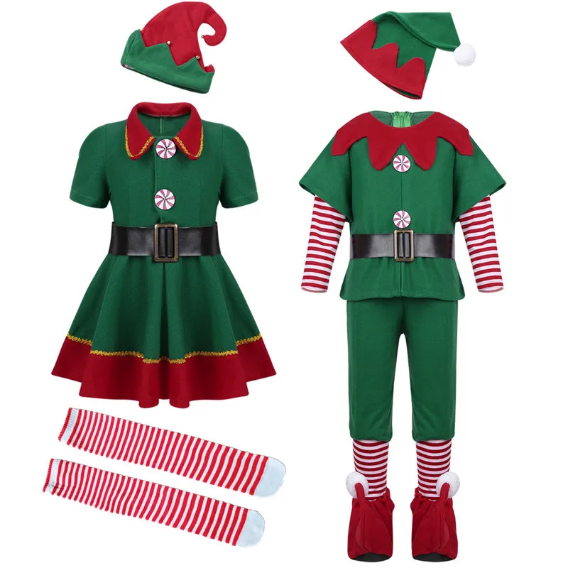 

Christmas costume cosplay parent-child costume unisex Christmas green elf adult children's costume
