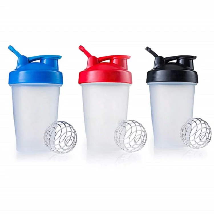 

400ML BPA Free Colorful Gym Sports Plastic Shaker Bottle For Protein With Mixing Ball, Blue,red,black,green