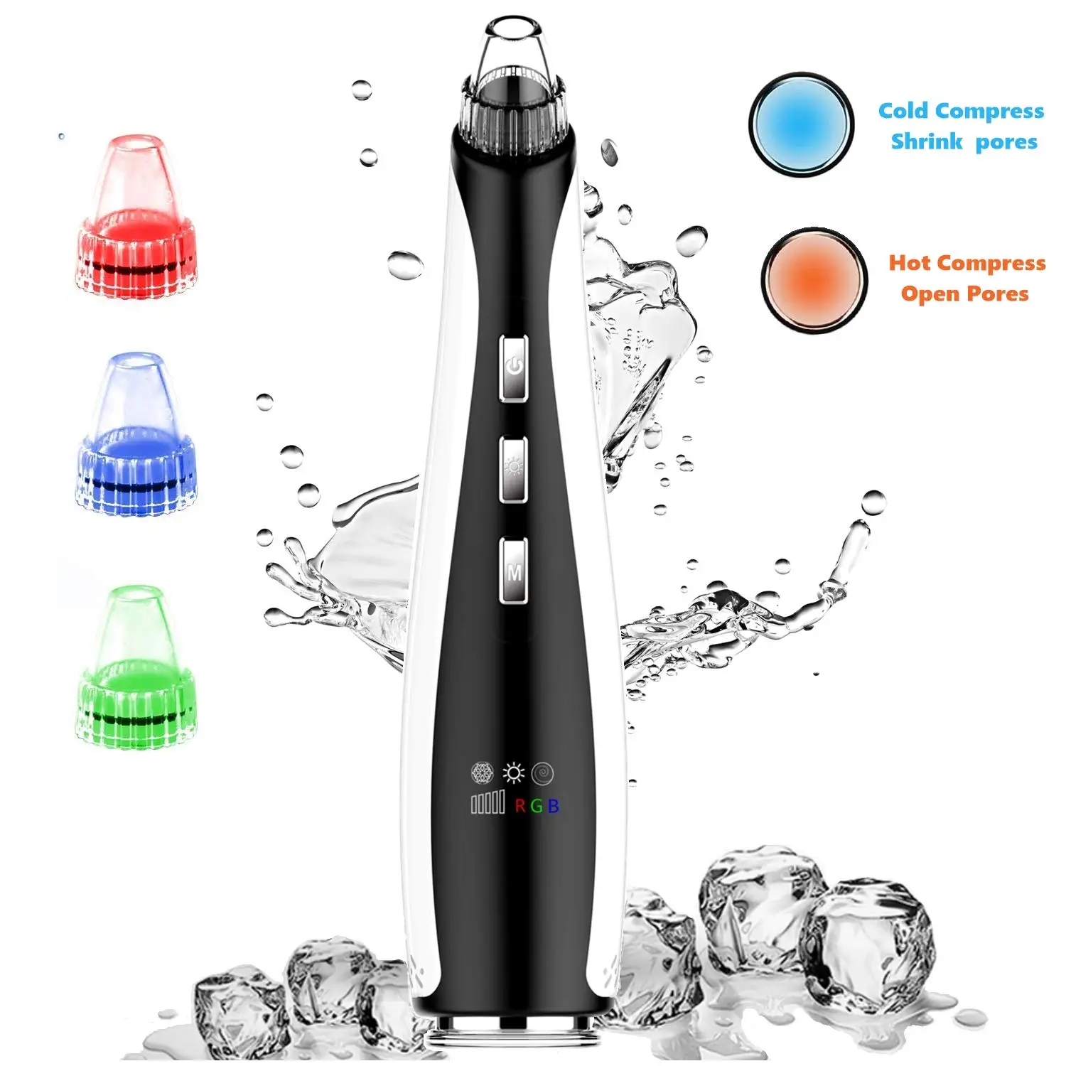 

Hot Cold Compress Blackhead Remover Vacuum 65KPA Electric Facial Acne Pimple Blackhead Extractor