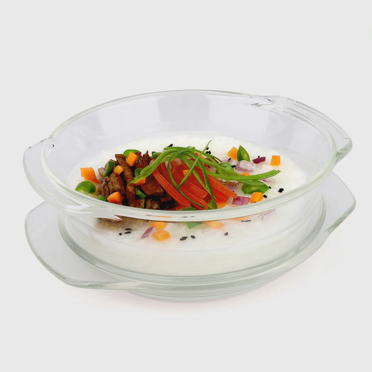 

2020 new arrival nonstick cookware sets kitchen ware clear glass cooking pan set