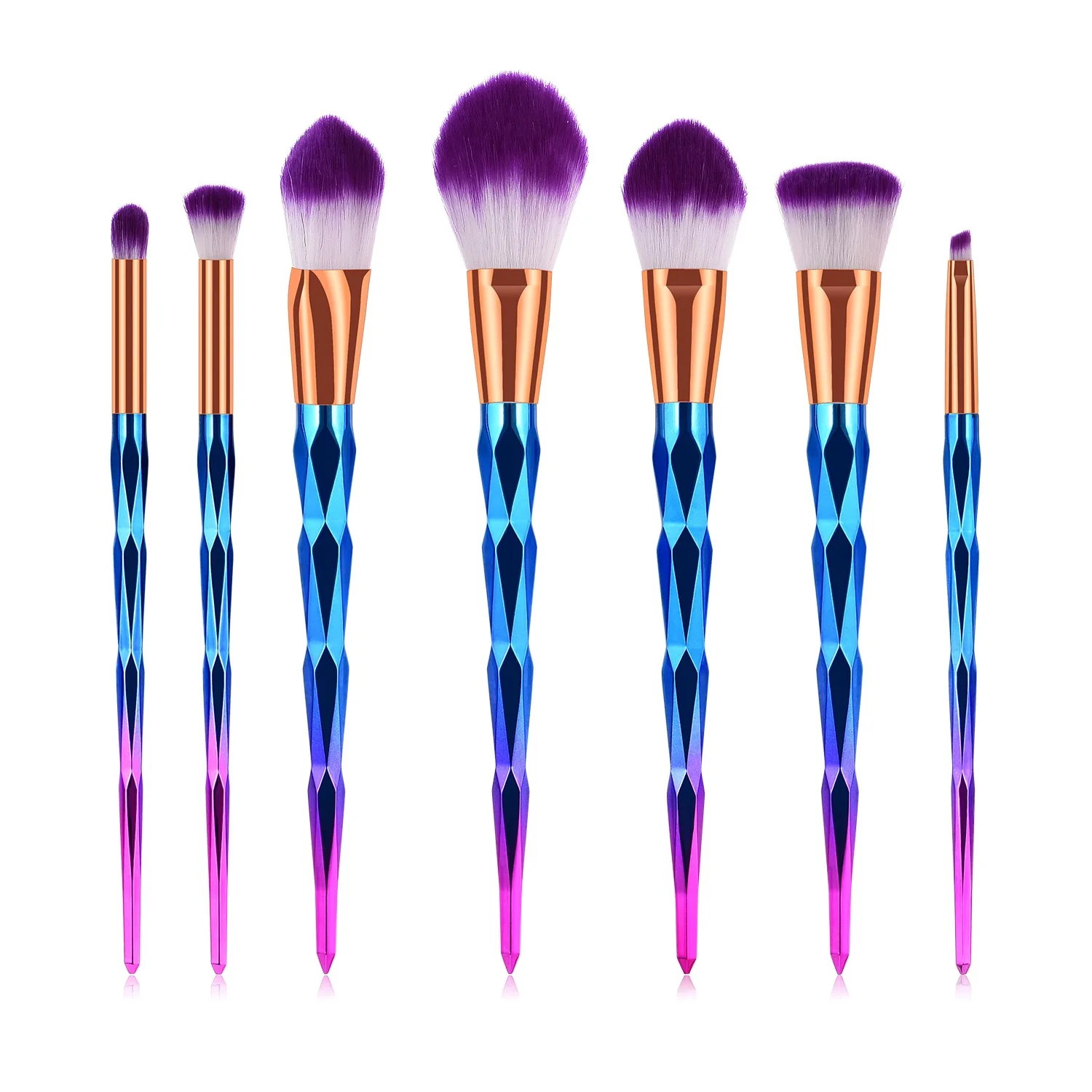 

New Diamond Rainbow Color Cheap Makeup 7pcs Brush Cosmetics Set Free Chinese Manufacturer Sample Private Label