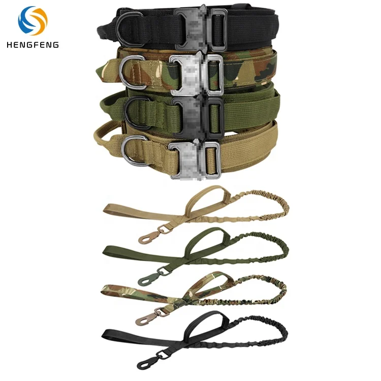 

Support Oem Military Tactical Heavy Duty Large Dog Handle Head Kit Collar With Leash set, Picture show or customized color