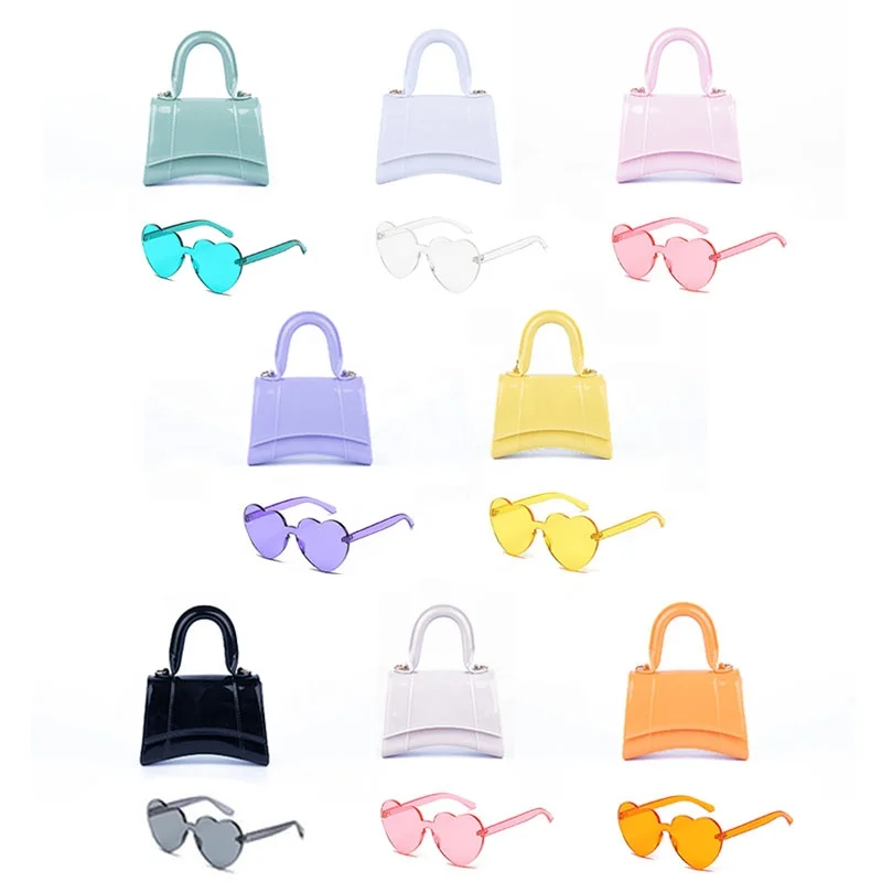 

Latest Fashion Cute Mini Bags Women Handbags Jelly Shoulder Bag And Sunglasses Set