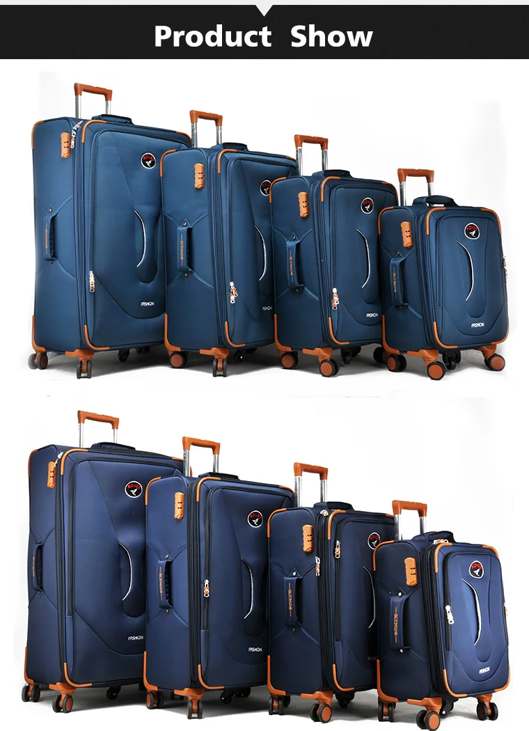 Kongzhongniao Manufacture Factory 4 Wheels Fabric Trolley Luggage Sets