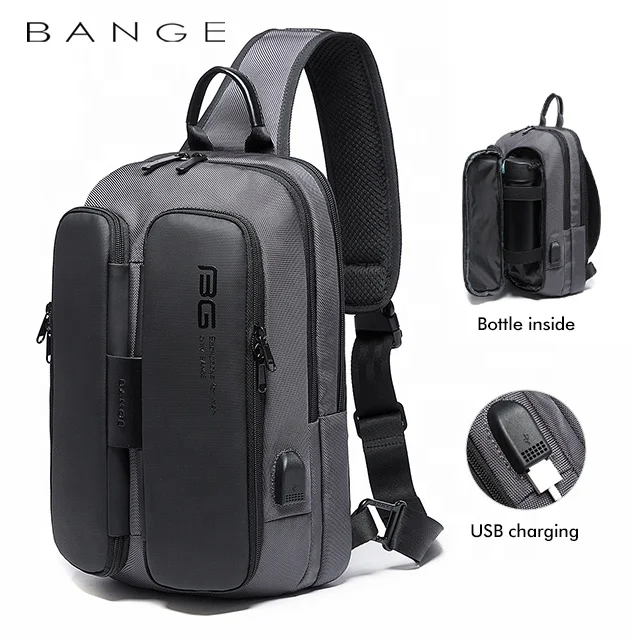 

hot selling large capacity wholesale fashion anti theft men custom waterproof shoulder chest crossbody sling bag for men, Black and grey or any color you want