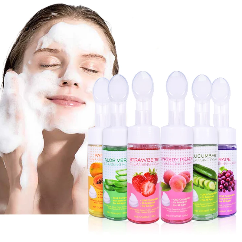 

Korean Foam Exfoliating Cleansing Mousse Pore Moisture Skin Care Mousse Cleanser Face Wash Foaming Facial Cleanser with Brush