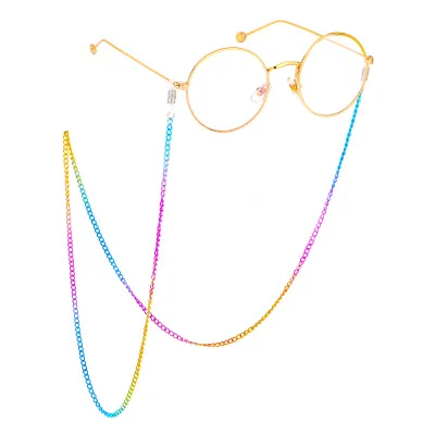 

2020 New Design Rainbow Color Plated Metal Sunglasses Chains Simple Fashion Women Handmade Sunglasses Chains