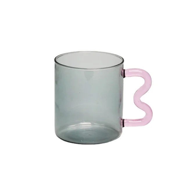 

OEM Heat Resistant Waved Ear Glass Mug Colorful Vintage Coffee Tea Juice Milk Wine Beverage Gasses Mugs for Drinks Gift, Customized color