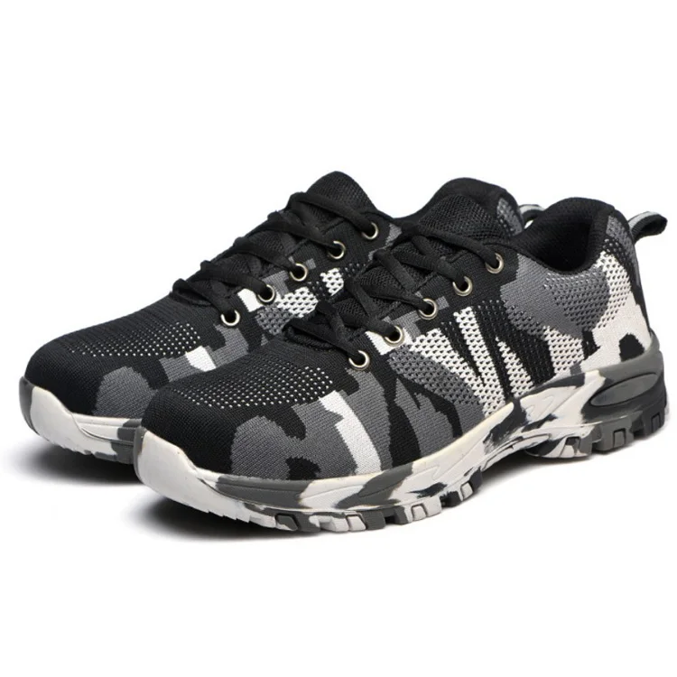 

Fashion Steel Toe Protective Breathable Anti-Smashing Anti-Piercing durable Industrial Safety Work Shoes, Grey