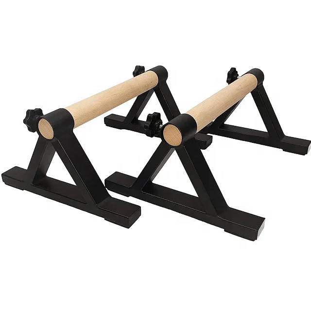 

Wellshow Sport Wooden Parallettes Handstand Bars Push Up Bracket Quick Assembly Bar For Home Strength Training, Black