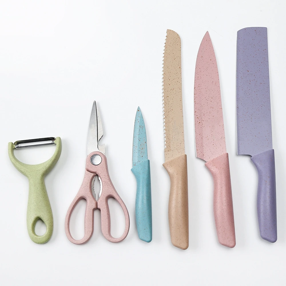 

2020 Modern 6pcs Stainless Steel Colorful Kitchen Knife Set, Multi color