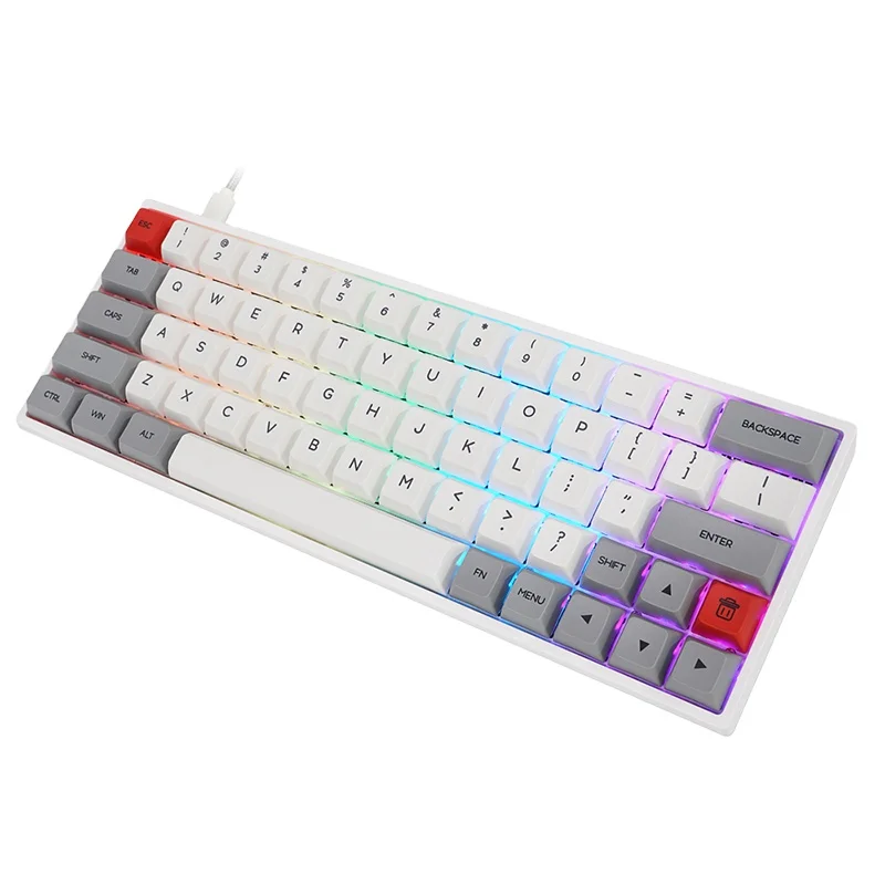 

SK64 Gateron optical switch wired multi language GSA PBT dye keycaps colorful RGB gaming mechanical keyboard, Black/ white