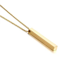 

Custom Stainless Steel Engraved Names Blank Vertical Bar Necklace Gold Plated