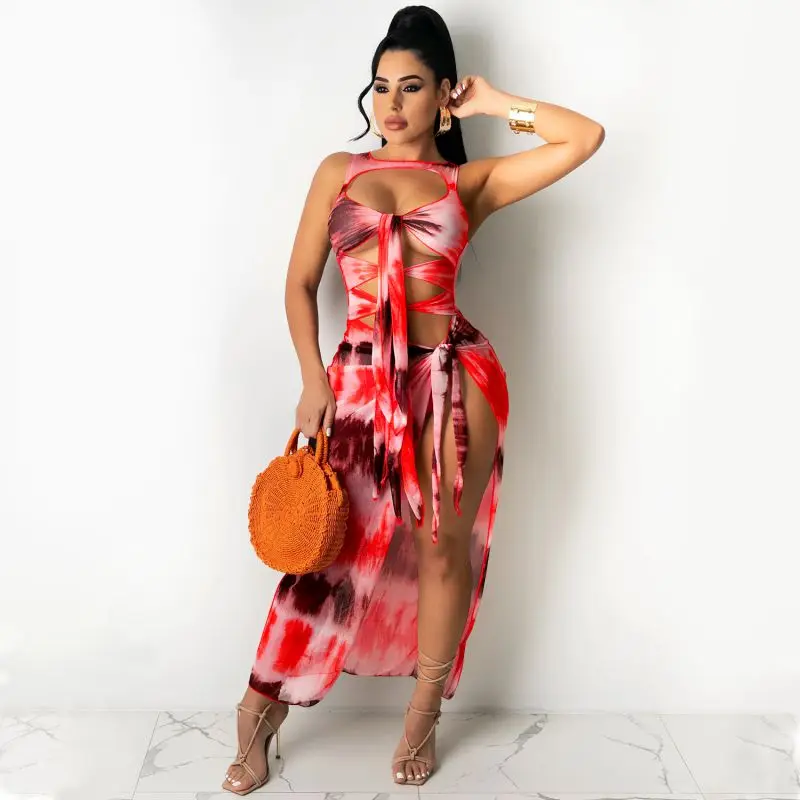 

2021 New fashion summer Women asymmetrical design hollow out dress women casual dresses