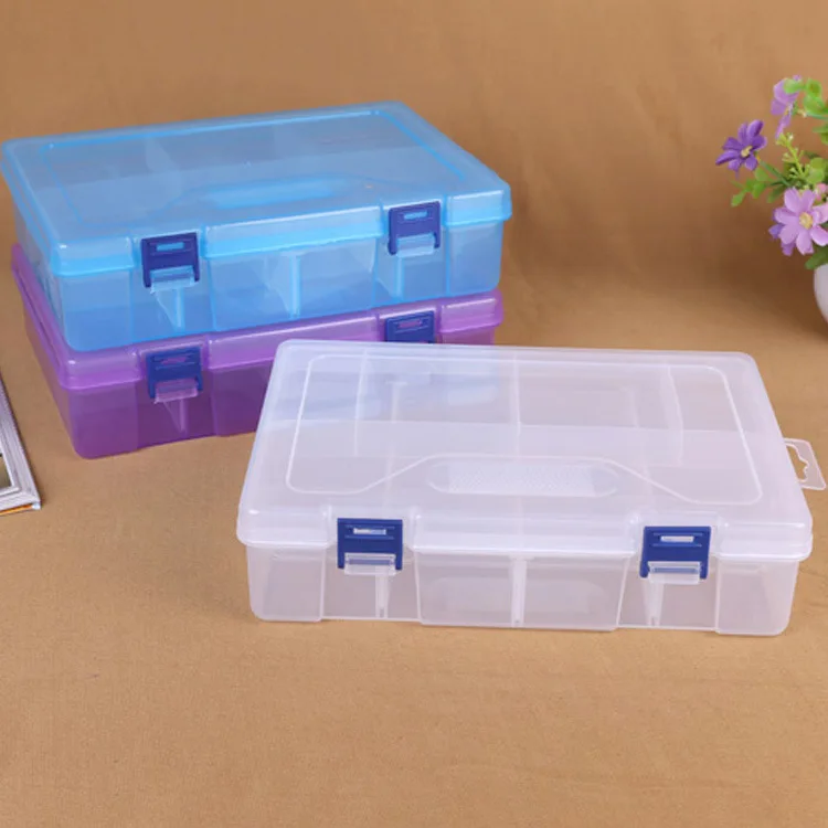 

16 Clear Grids Transparent Plastic Organizer Carrying Case with Detachable Adjustable Removable Dividers