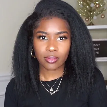 

Brazilian Short Kinky Straight Lace Front Human Hair Wigs 100% Human Hair Pre Plucked Wig for Women