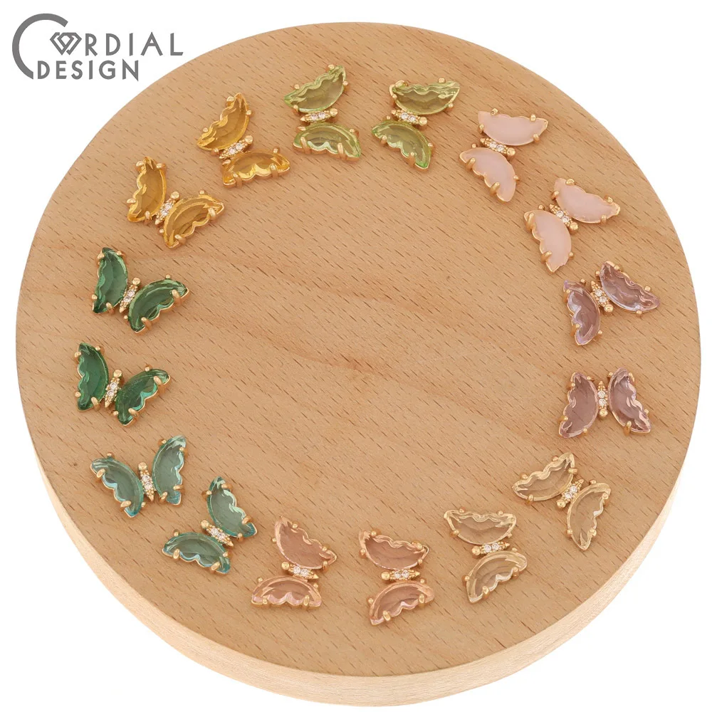 

Jewelry Accessories Cordial Design 50Pcs 10*14MM Jewelry Accessories Hand Made CZ Findings Butterfly Shape Crystal Stick For