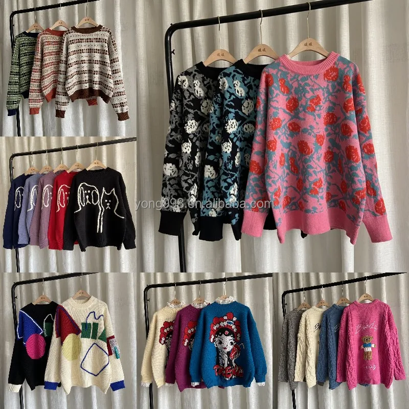 

21 most popular casual women large size knit sweater ready to ship round neck pullover pure cashmere sweater women