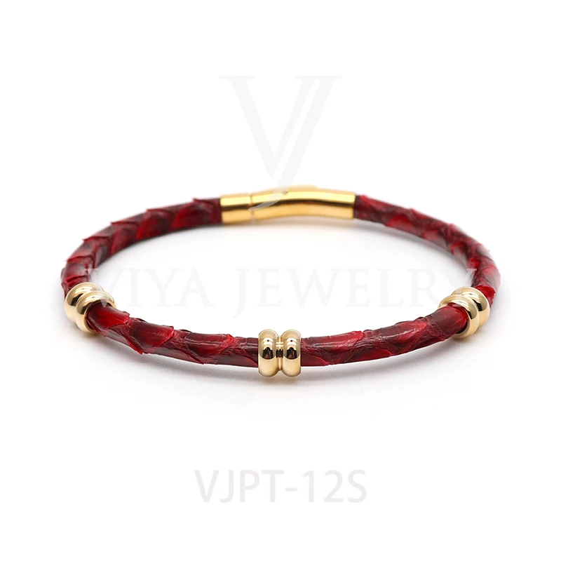 

New Arrival Luxury Women Simple 4mm Genuine Python Leather Bracelets For Gift, 17 colors available