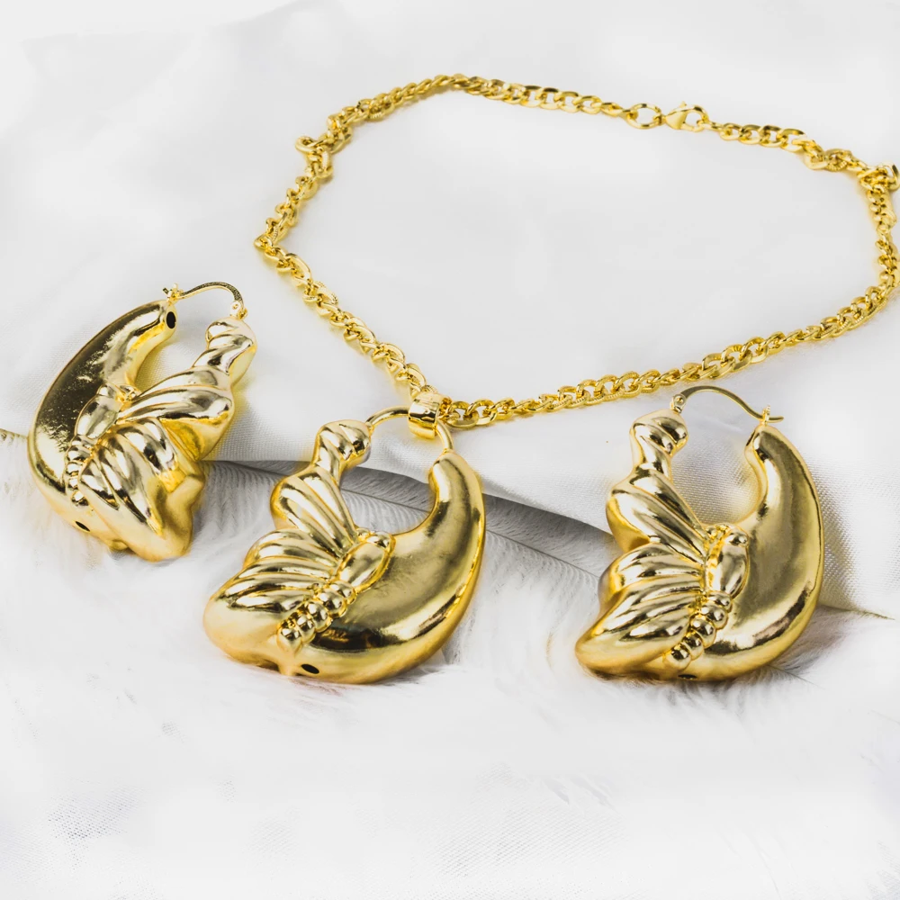 

2021 Fashion Copper Sets For Women New Design Earrings Pendant High Quality geometric Wedding Party Gifts Trendy