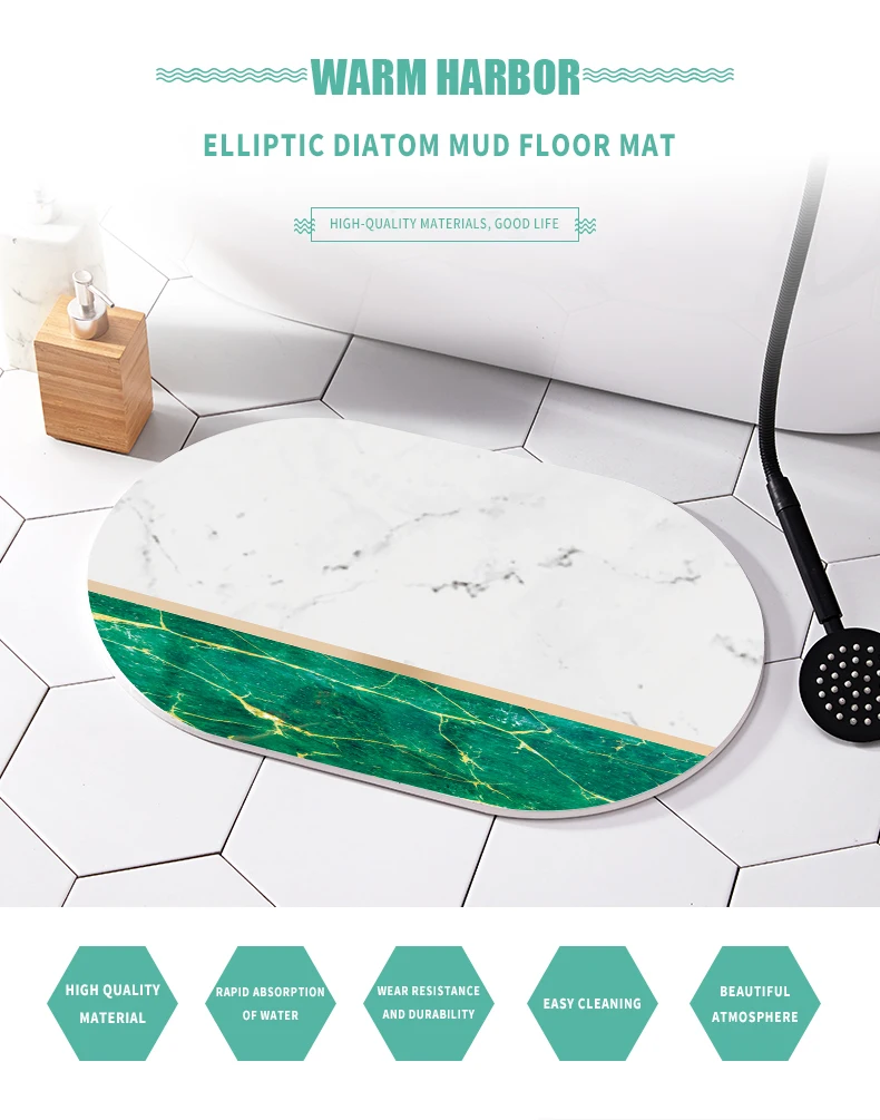custom carved shape diatomite mud pad bathroom non-slip bath mat