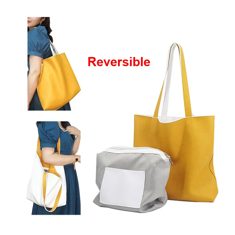 

New Large Capacity Pu Leather Luxury Reversible Tote Bag Women 2022 Ladies Handbags
