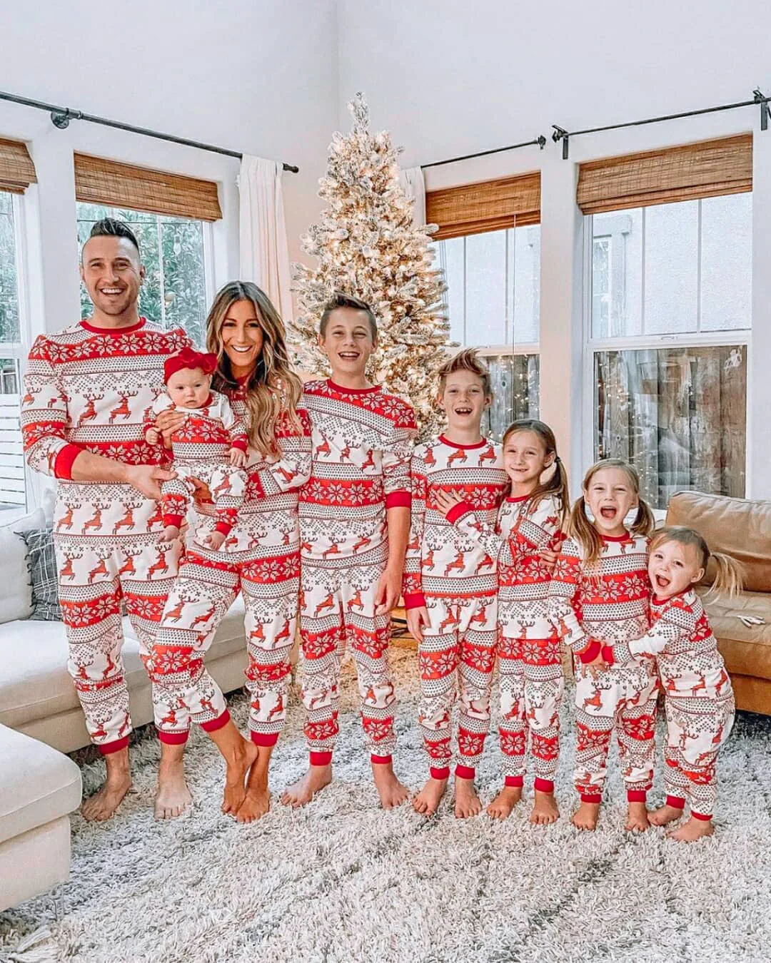 

2021 New holiday suit clothes two pieces snowflake couple parent-children kids Christmas pyjamas for family