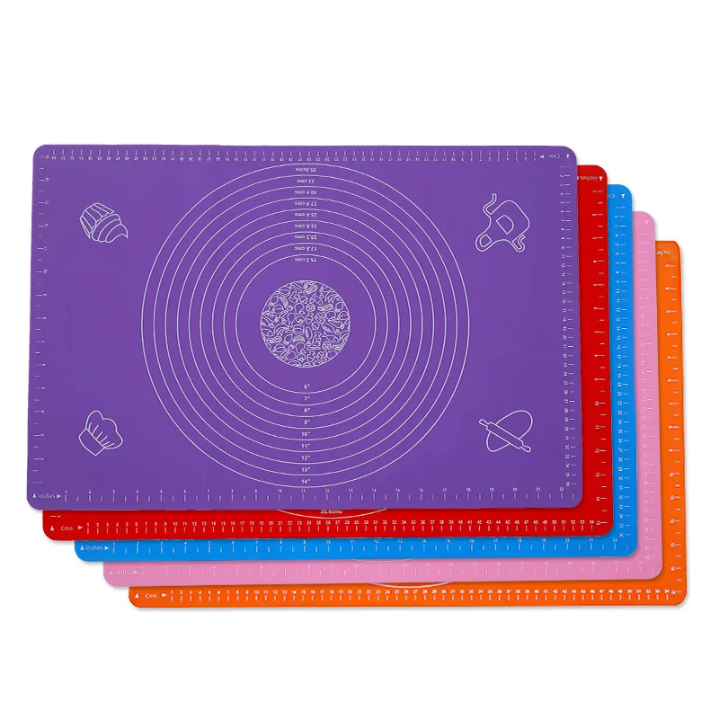 

Non Stick Food grade Silicone Dough Mat baking mat with Measurement, Red,purple, orange, blue, pink