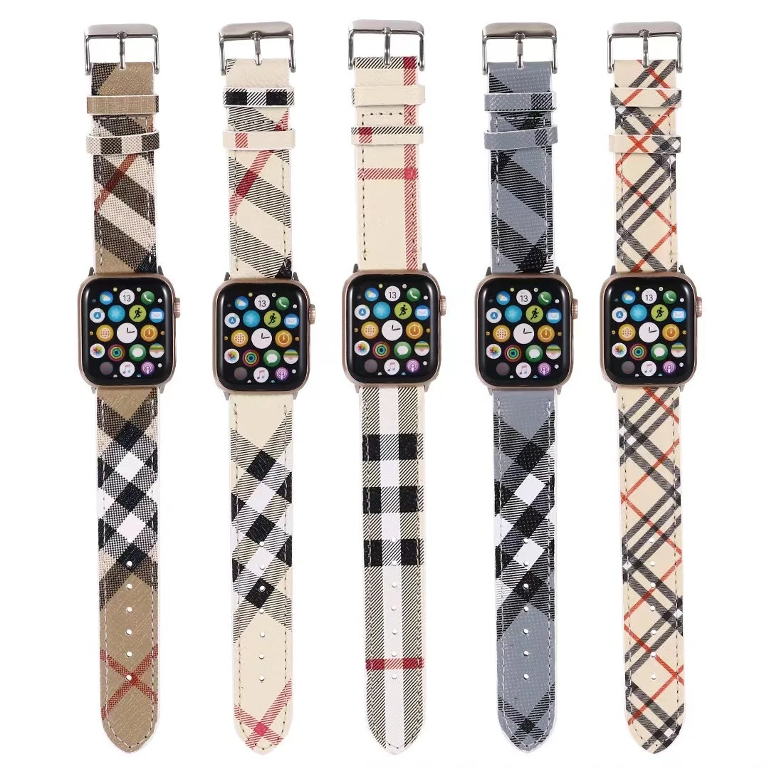 

Luxury designer replacement for apple watch band 38mm 40mm 44mm 42mm leather watch strap bracelet for iwatch 7 41 45mm