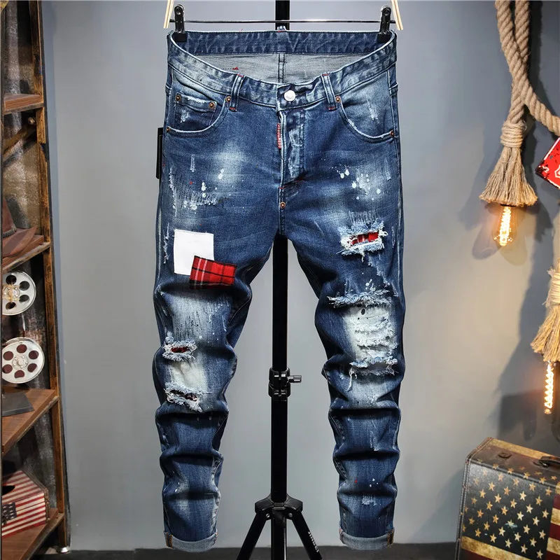 

Factory Wholesale Custom Jean Homme Girlfriend Jeans Distressed Slim Fit Ripped Stretch Pantalon Men Jeans Pants